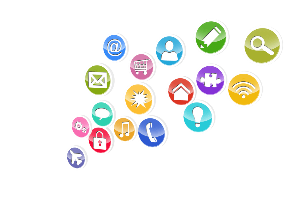 Transparent Network and Communication Icons Set