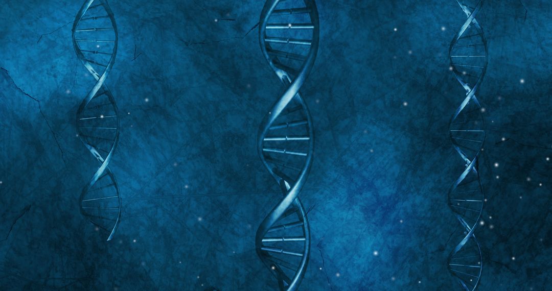 DNA Helix Structures on Abstract Blue Background