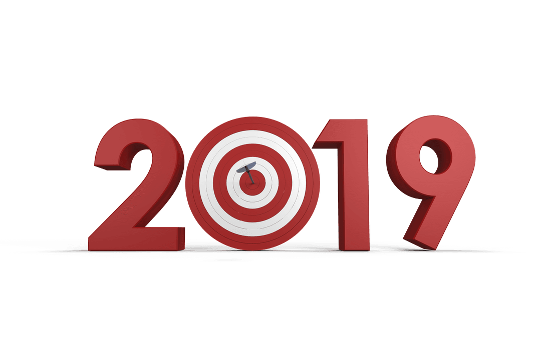 3D Red 2019 Numbers with Target and Arrow on Transparent Background - Download Free Stock Images Pikwizard.com