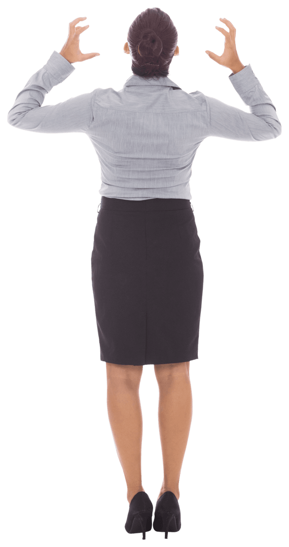 Angry Businesswoman Back View on Transparent Background PNG