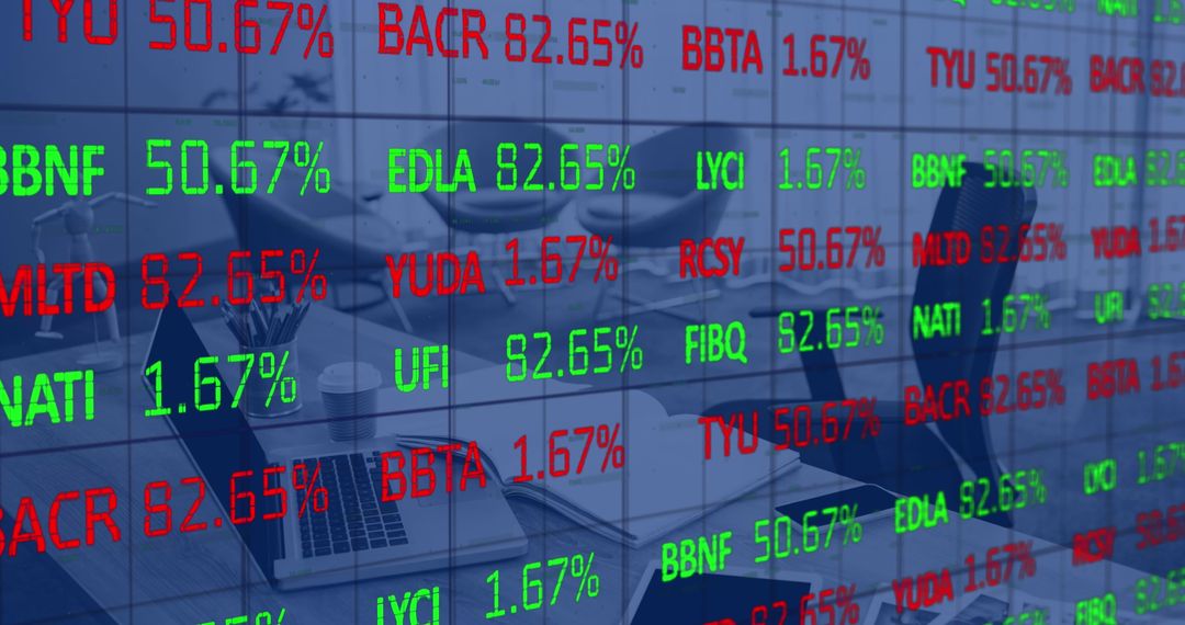 Stock Market Data Display in Modern Office, Global Financial Technology Theme