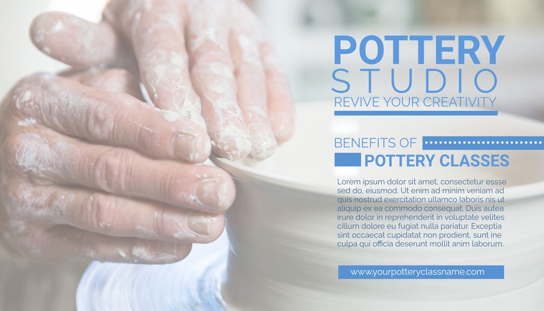 Creative Hands Sculpting Clay on Pottery Wheel for Studio Promotion