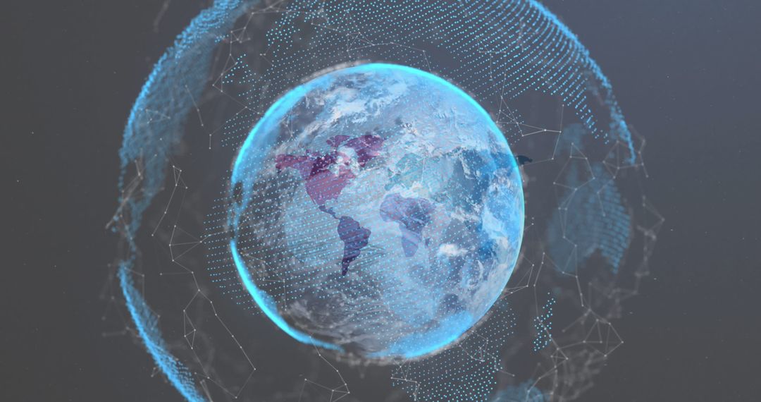 Futuristic Digital Globe with Network Overlays