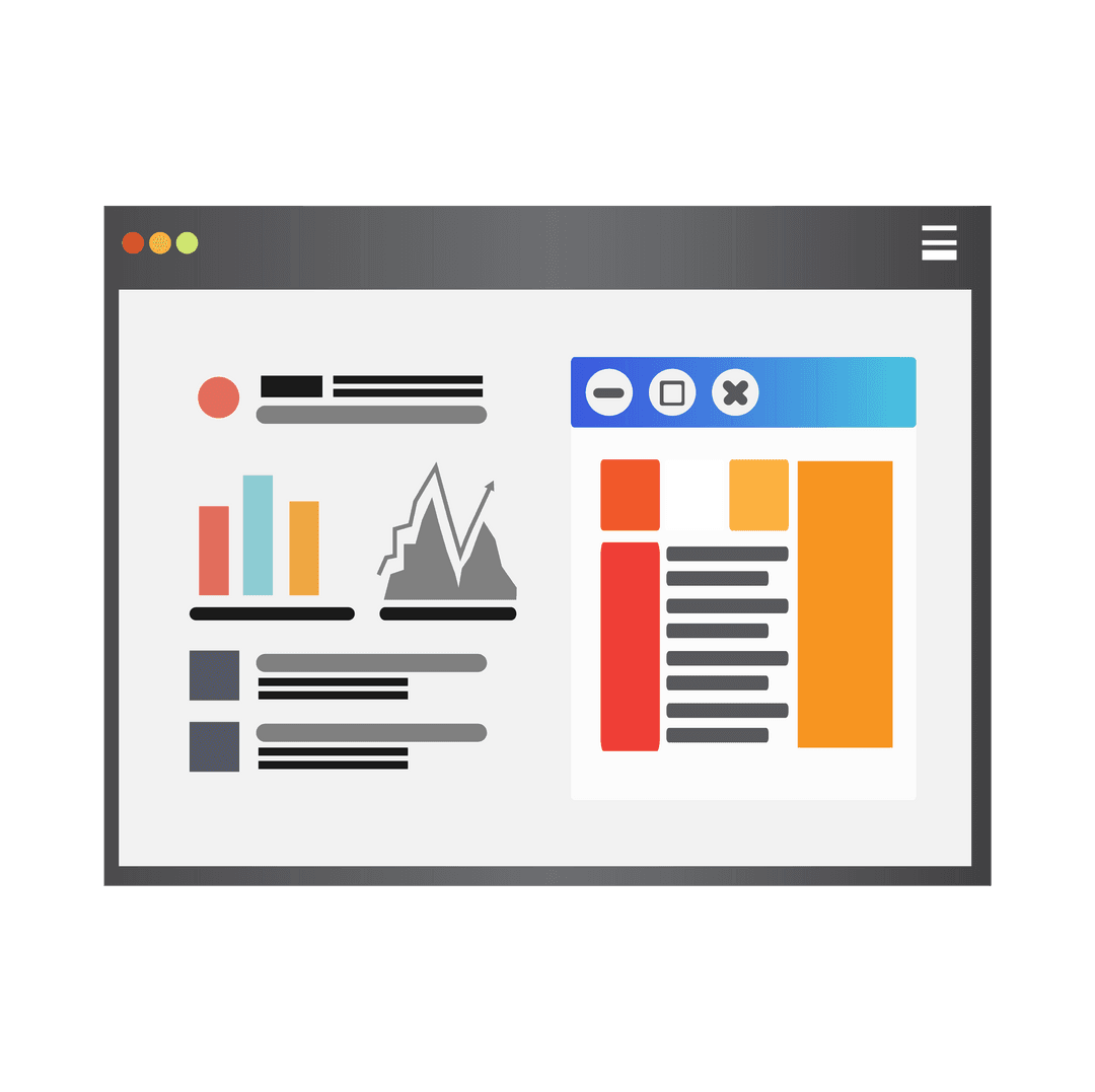 Digital Interface with Chat and Diagrams on Transparent Background