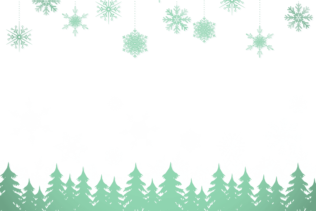 Snowflakes and Fir Trees on Transparent Background Vector Illustration