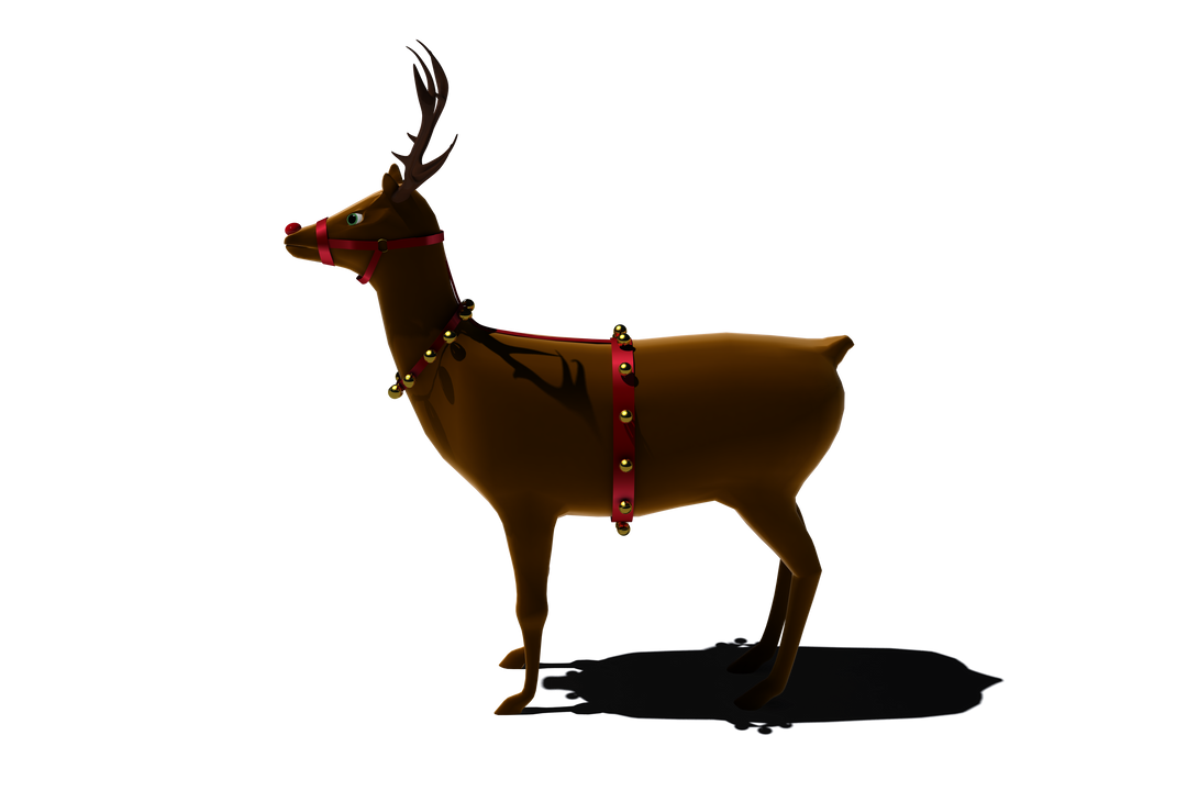 Transparent Digital Santa's Reindeer with Bells in Profile - Download Free Stock Images Pikwizard.com