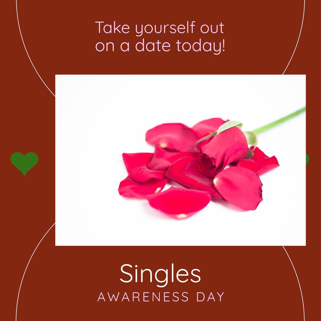 Singles Awareness Day Celebration with Red Rose Petals