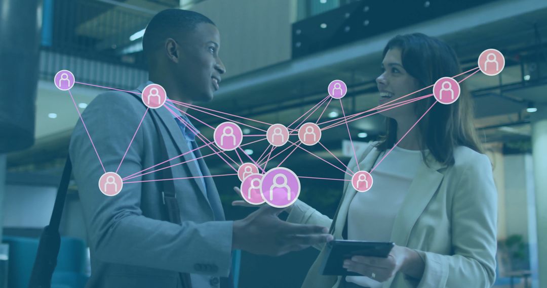 Business Professionals Engaging with Digital Networking Concept