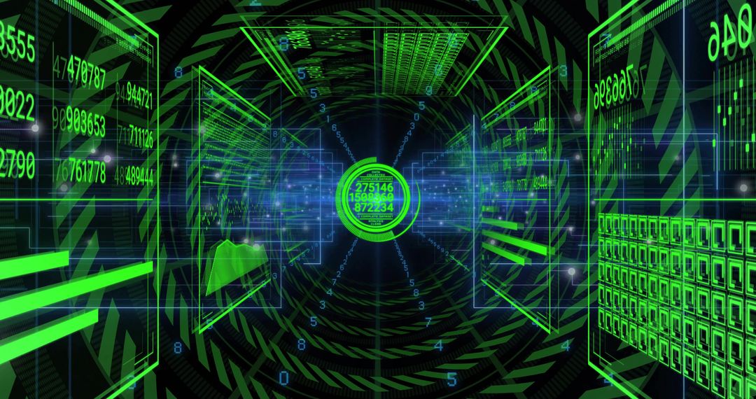 Futuristic Data Hub with Glowing Holographic Interface