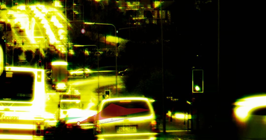 City Traffic at Night with Digital Overlay Complex Environment