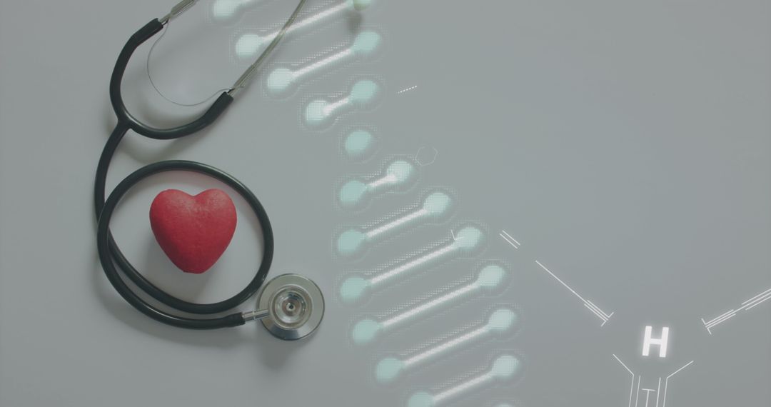 Stethoscope and Heart with DNA Background Concept