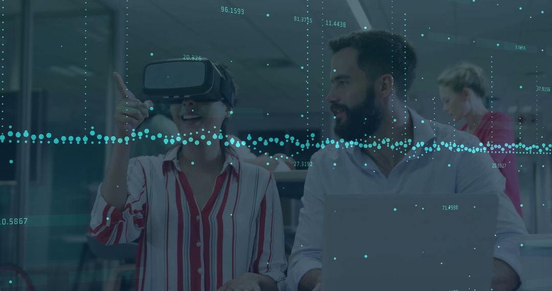 Collaborative Tech Duo Innovation in Workplace with VR Headset