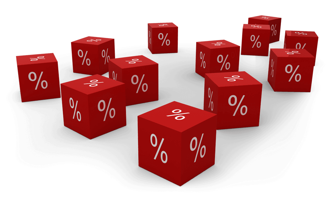 Red Transparent Blocks with Percentage Symbol Vector
