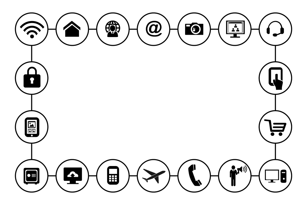 Digital Symbols Network on Transparent Background Vector