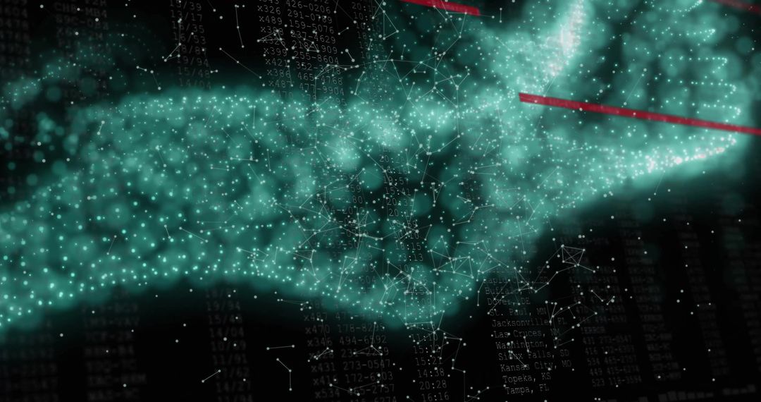 Abstract Digital Network with Floating Data Points
