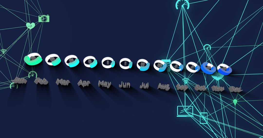 Digital Network Connections Reflecting Annual Data Cycle