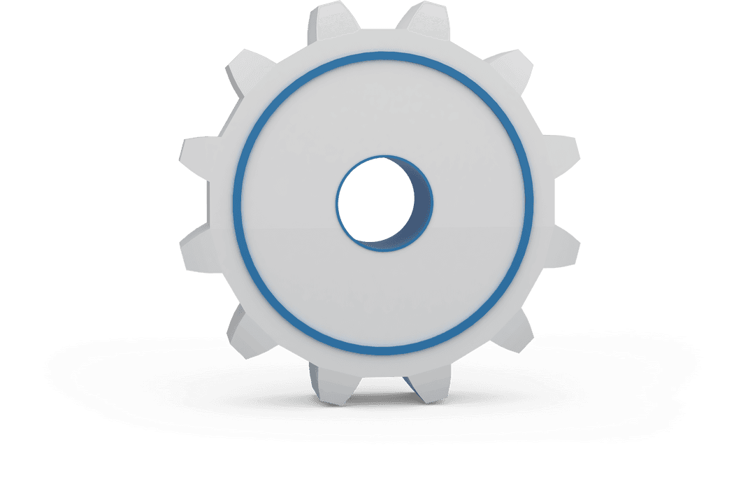 Transparent Gear Symbol with Blue Accents