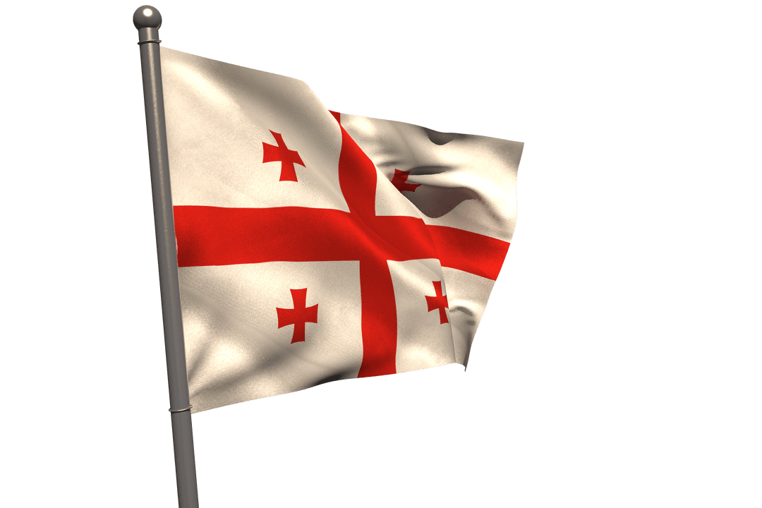 Fluttering Georgian Flag Transparent Background for Design Projects