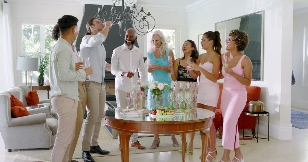 Elegant Gathering with Friends Toasting Champagne