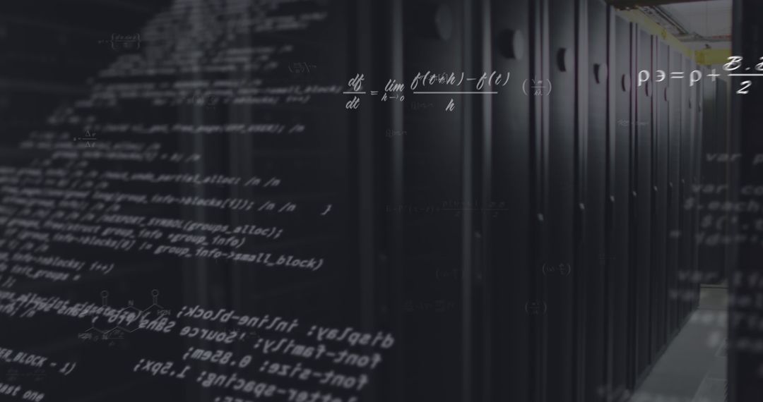 Mathematical Equations Overlaying Computer Server Room