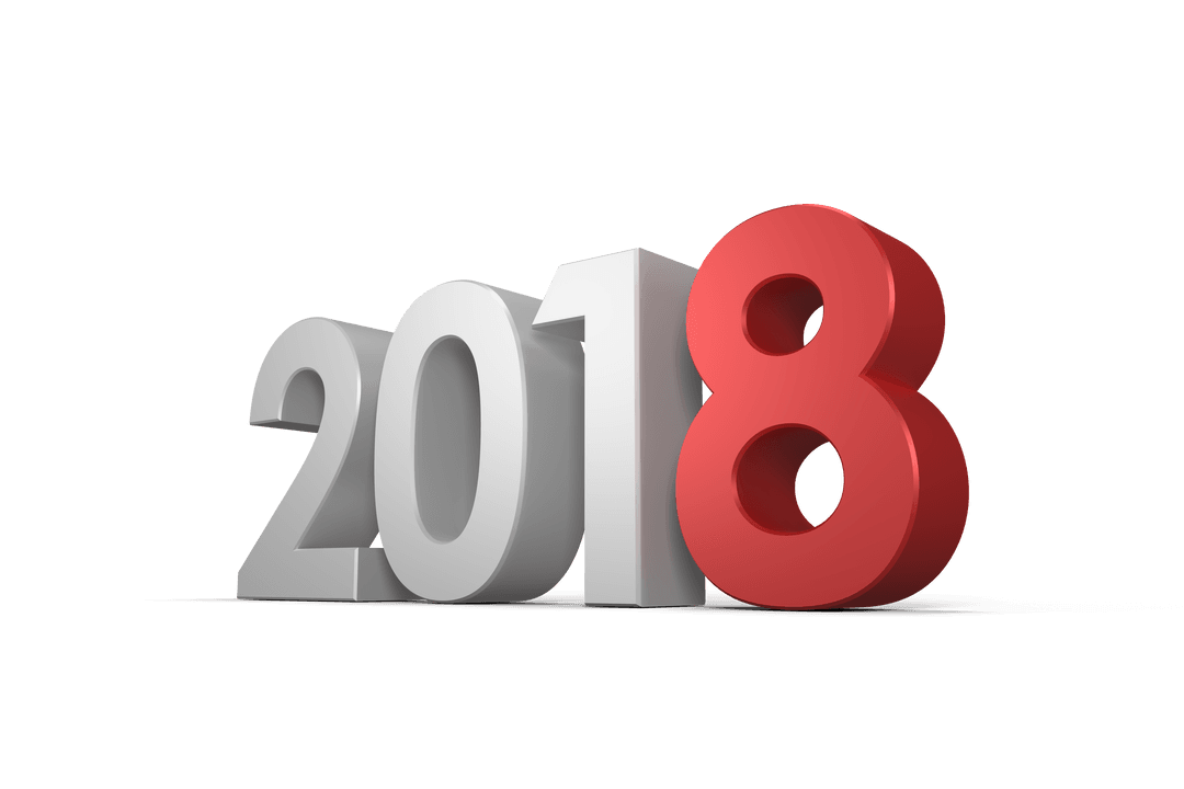 2018 Text Illustration on Transparent Background for Year and Celebration Concepts