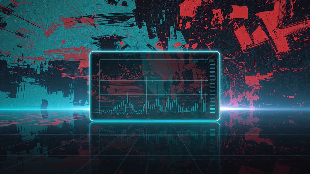 Futuristic holographic online trading panel with data visualization and abstract background