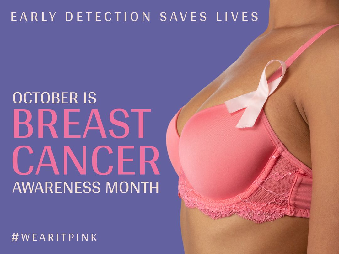 Breast Cancer Awareness Month Promotion with Pink Bra Ribbon - Download Free Stock Templates Pikwizard.com