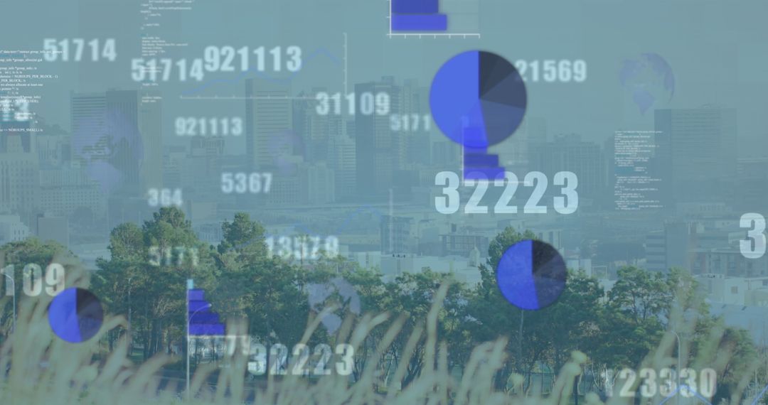 Futuristic Data Design with Urban Landscape. Digital Transformation Art