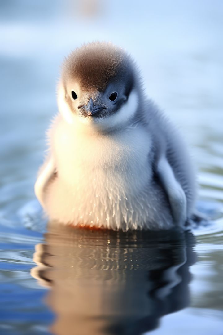 Adorable Baby Penguin Chick In Water At Sunrise - Free Images, Stock Photos and Pictures on Pikwizard.com