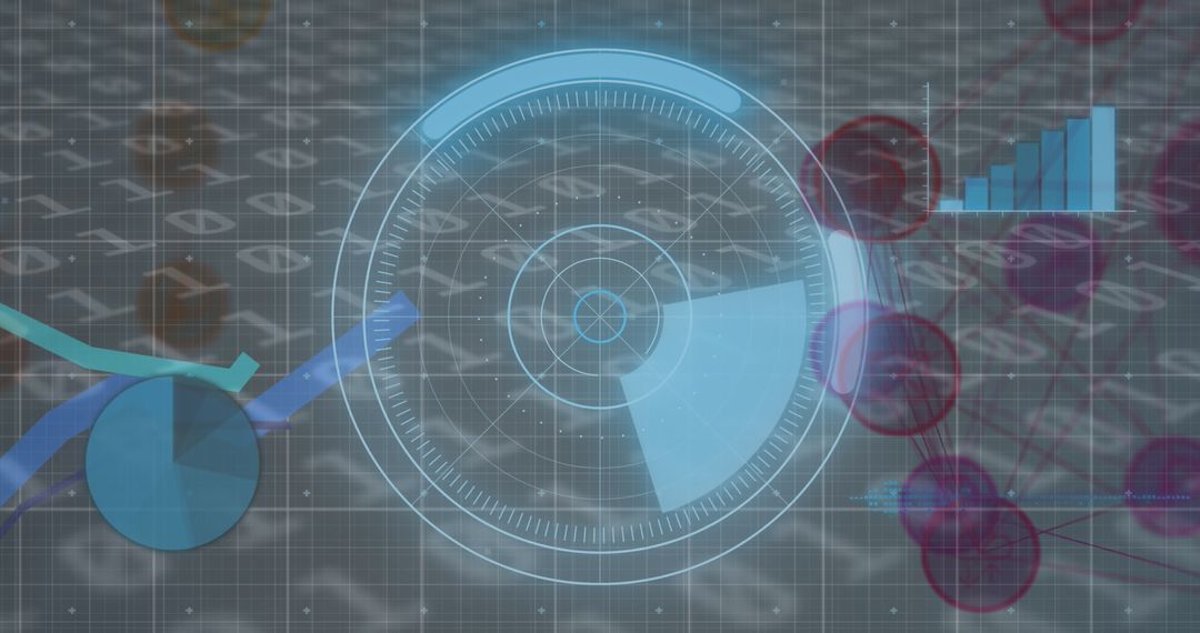 Futuristic Digital Interface with Analytics and Binary Code Visualization