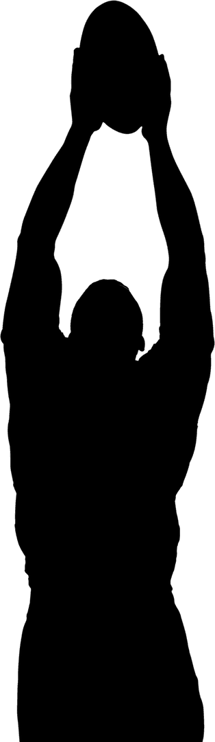 Dynamic Silhouette of Rugby Player Holding Transparent Ball