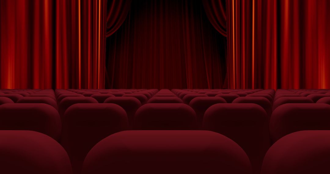 Classic Theater Setting with Opening Red Curtains - Free Images, Stock Photos and Pictures on Pikwizard.com