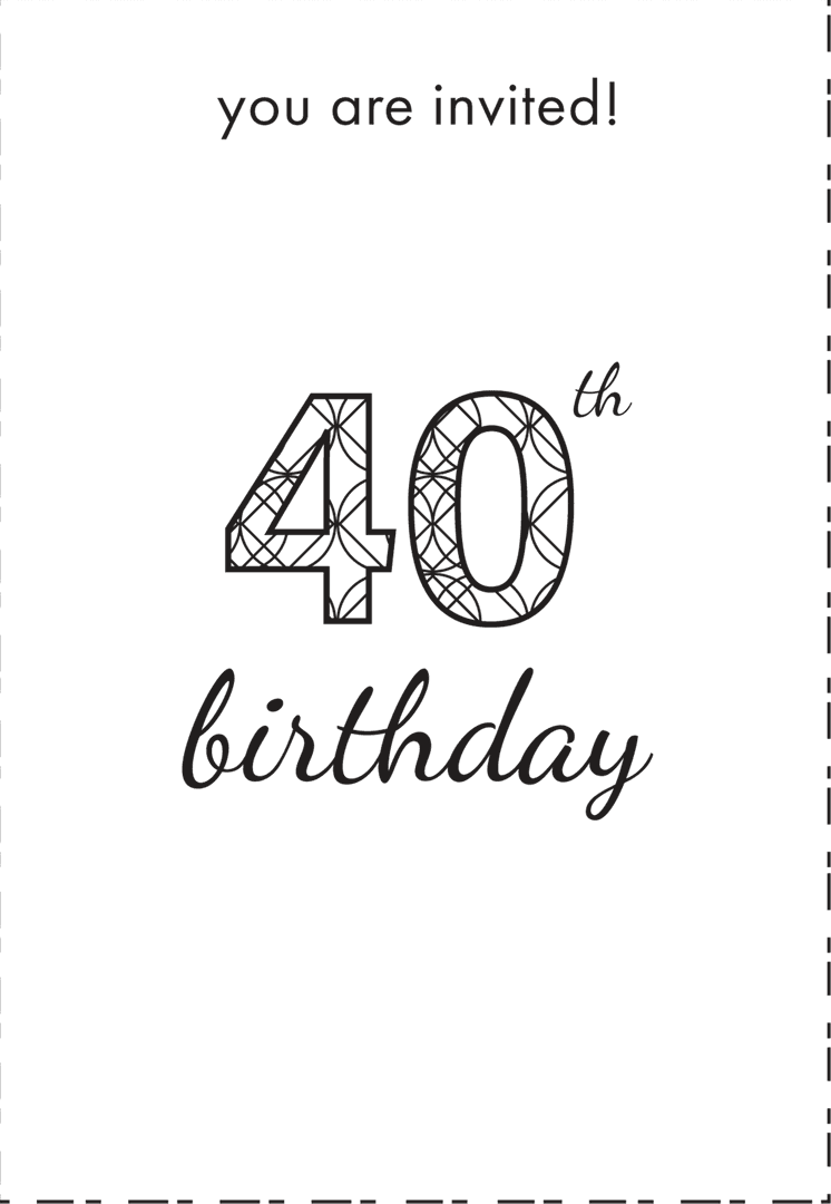 Transparent 40th Birthday Invitation Design with Stylish Font