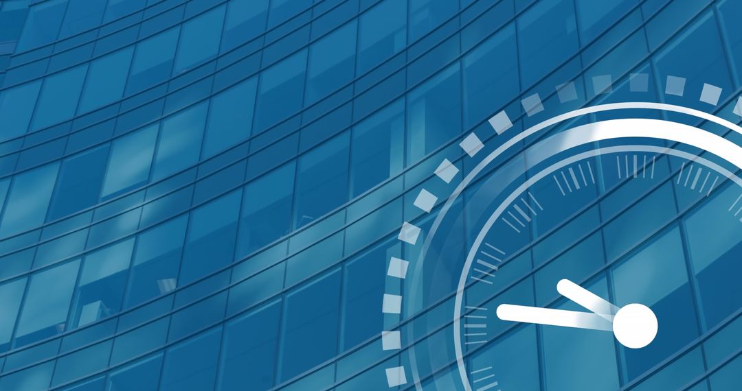 Abstract Digital Clock Over Modern Skyscraper