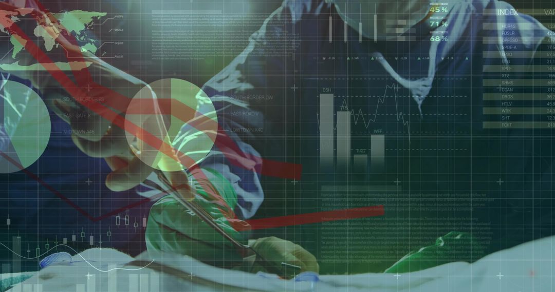 Futuristic Surgery Scene with Data Overlay Illustrates Innovative Medical Techniques