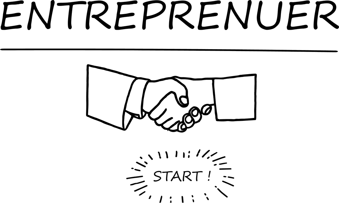 Entrepreneur Text with Shaking Hands on Transparent Background