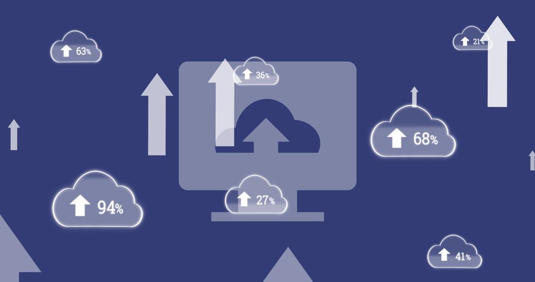 Digital Cloud Integration Concept with Arrows and Statistics