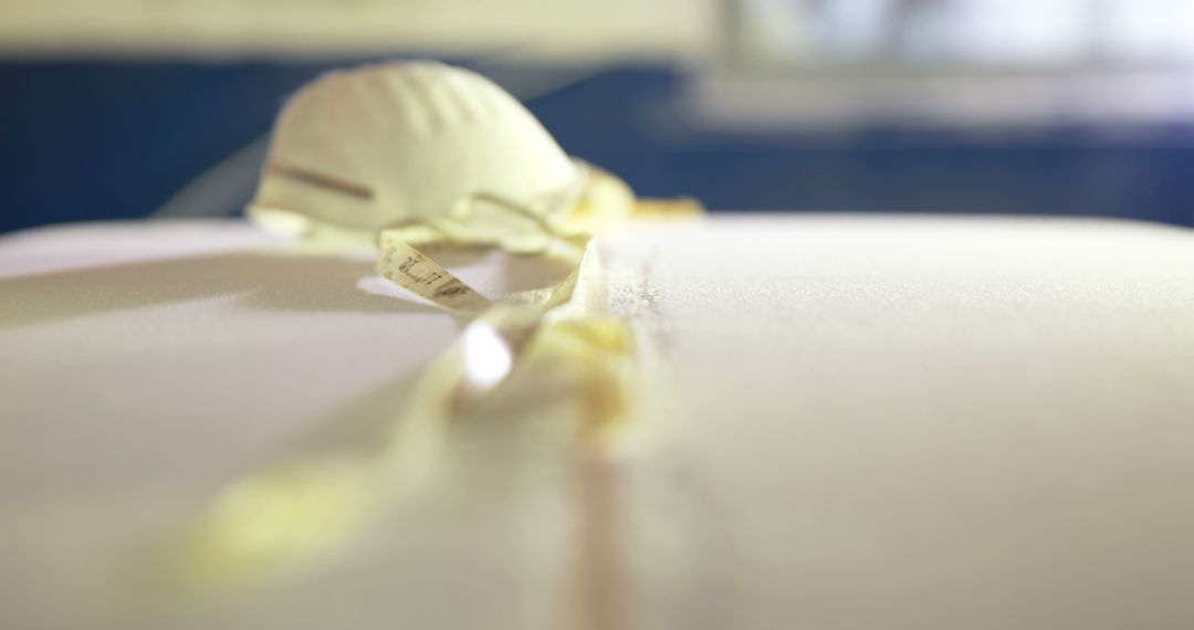 Close-up of Medical Mask on Clean Surface with Yellow Ribbons - Free Images, Stock Photos and Pictures on Pikwizard.com