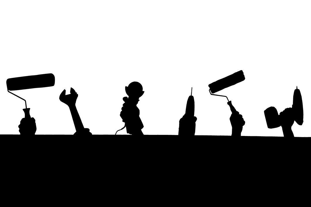 Silhouette Hands Holding Tools Concept on Transparent Background