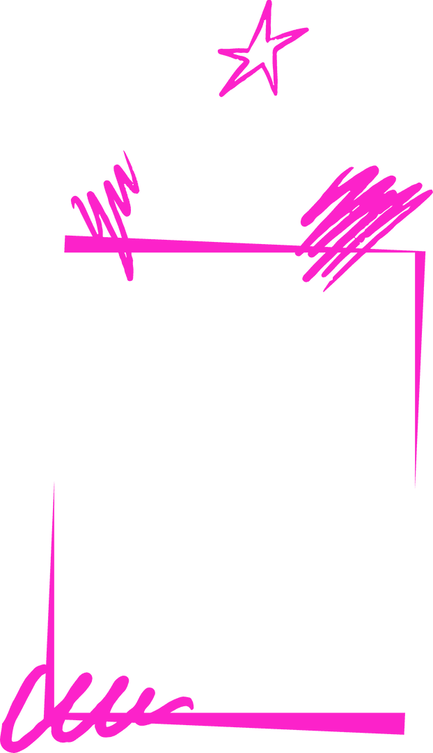 Creative Magenta Doodle Frame on Transparent Background