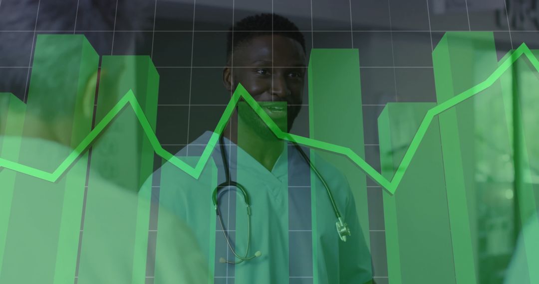 Doctor Analyzing Bar-Line Graph in Medical Setting