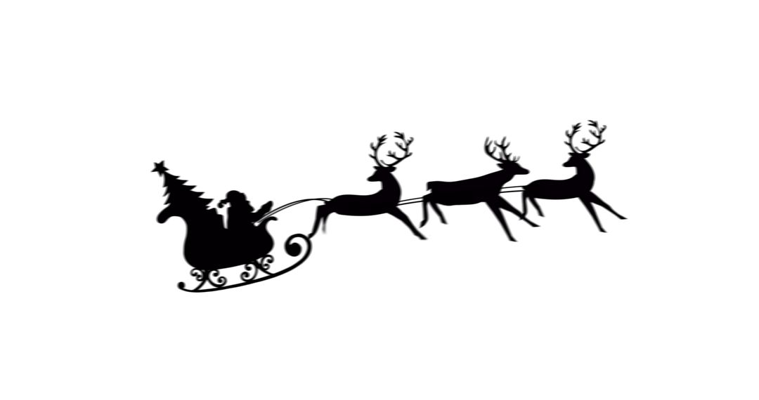 Santa Claus Silhouette with Reindeer and Sleigh for Christmas - Free Images, Stock Photos and Pictures on Pikwizard.com