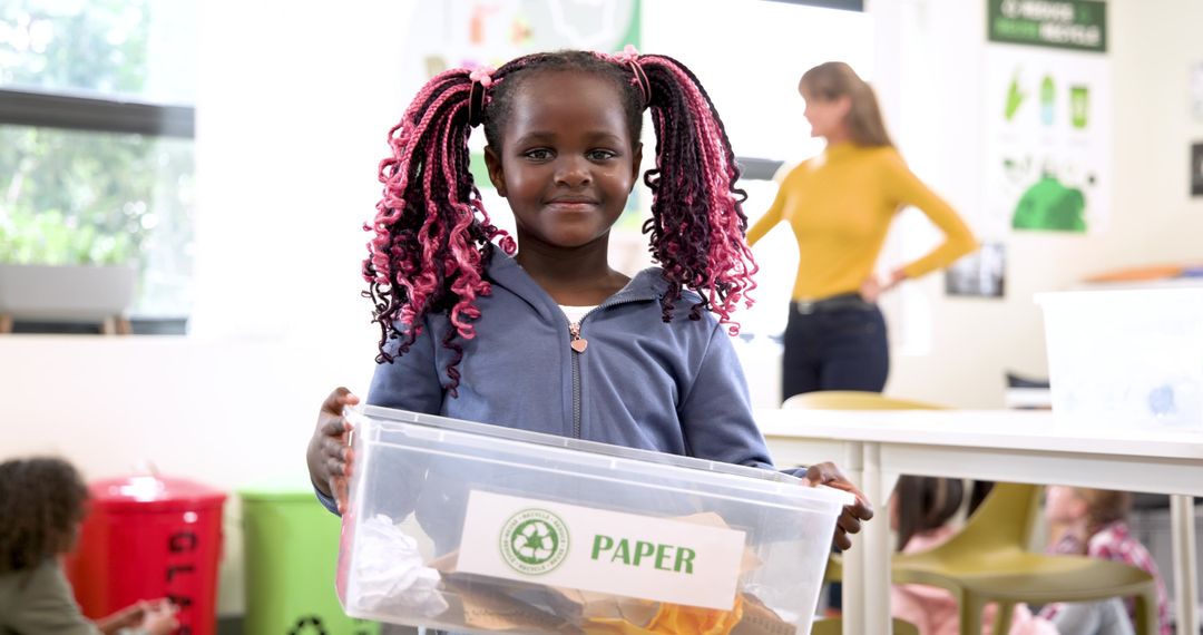 Child Learning Environmental Recycling in Classroom