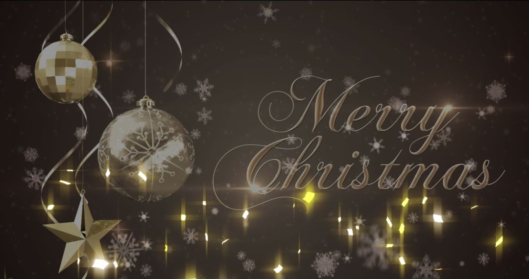 Elegant Golden Christmas Ornaments with Festive Greetings