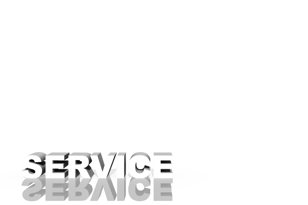 3D Service Text with Reflection on Transparent Background - Download Free Stock Images Pikwizard.com