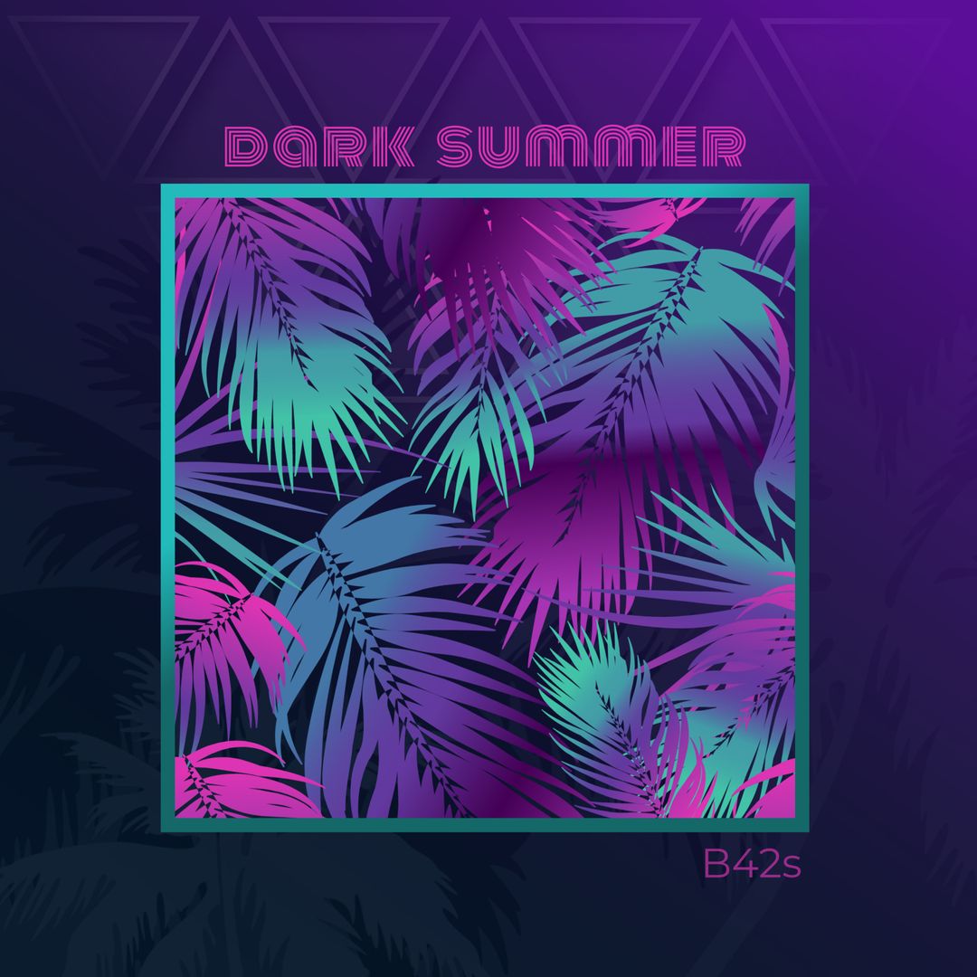 Colorful Palms on Dark Summer Night Background with Geometric Patterns - Download Free Stock Templates Pikwizard.com