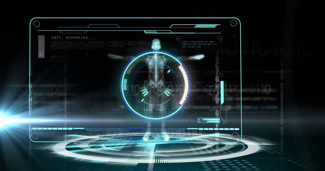 Futuristic Digital Interface with Holographic Scanner