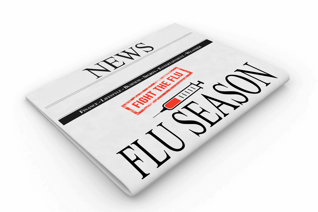 Digital Newspaper Communicating Flu Season Alert Transparent