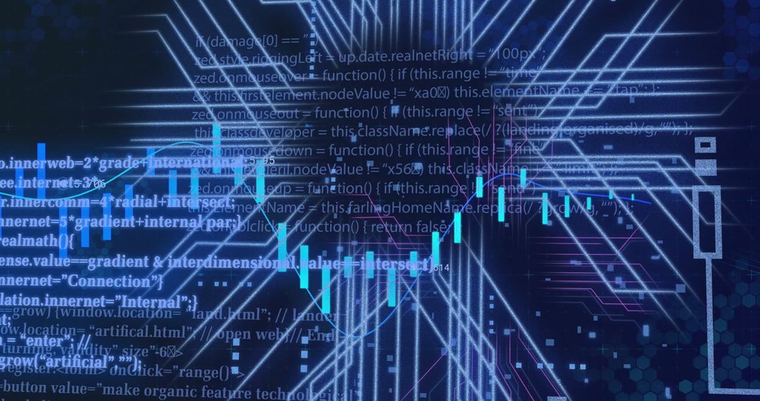 Digital Finance Data and Circuit Board Overlap Concept