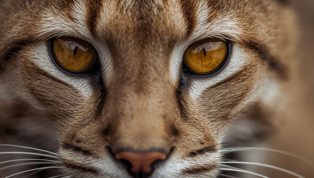 Staring Amber Gaze of Tabby Cat Portrait Close-Up Showing Striped Fur and Whisker Detail